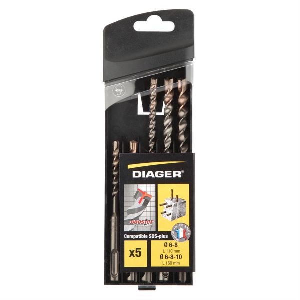 Billede af Diager hammerborsæt Booster Plus 5 dele 6-8x110/50 + 6-8-10x160/100mm