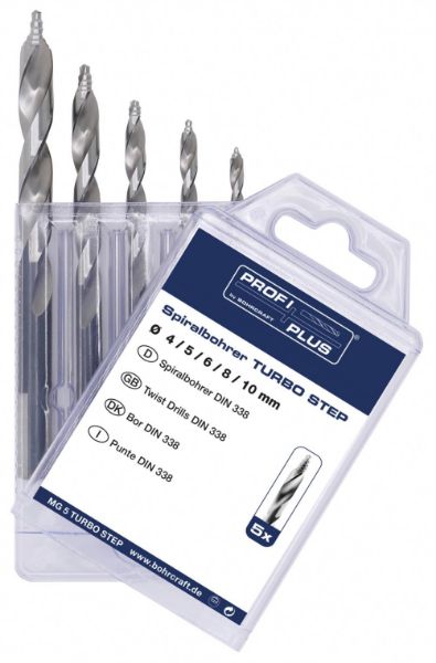 Billede af Bohrcraft Spiralborsæt MG5 TURBO STEP HSS-G DIN 338 4-10 mm - 5 dele Multipakke