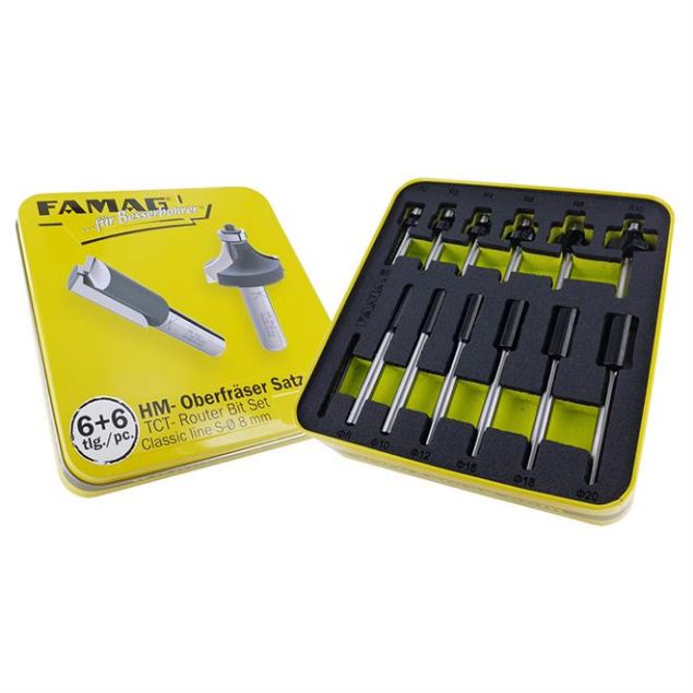 Vis detaljer for Famag overfræsersæt 6 +6 dele - Metalboks Billede af Famag overfræsersæt 6 +6 dele - Metalboks