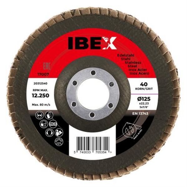 Billede af IBEX Lamelslibeskive 125 K40 Rød Keramisk