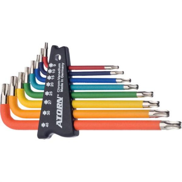 Billede af ATORN vinkelnøglesæt torx  8 dele, T9–T40 kuglehoved, flerfarvet