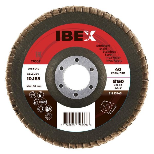 Billede af IBEX Lamelslibeskive 150 K60 Rød Keramisk